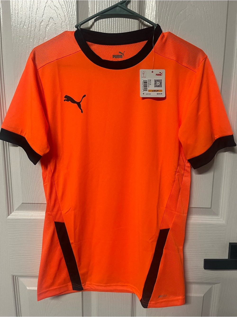 NWT Puma Team Goal Crew Neck Short Sleeve Soccer Jersey Orange black small